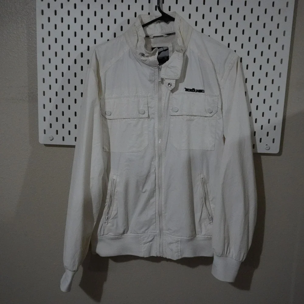 Ecko Unltd Mens‎ White Full Zip Lightweight Jacket Medium Layering